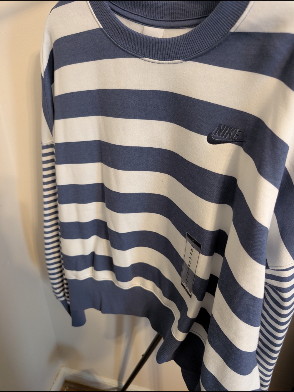 Nike Striped Crewneck Sweatshirt in Blue and White